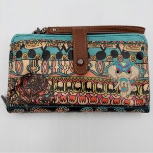 Sakroots Artist Circle Wallet - Elephant Tapestry Print Multicolor Straps